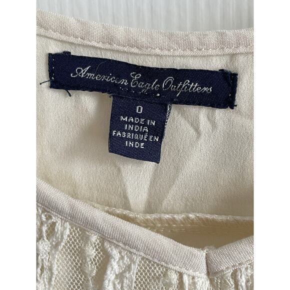 Y2K AMERICAN EAGLE Babydoll Dress Size 0 Ivory Lace Romantic Fairy Asymmetrical - Picture 5 of 10